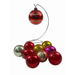 10 Vintage Shiny‎ Brite Glass Ball Bulb Ornaments Assorted Sizes USA Pink Red
